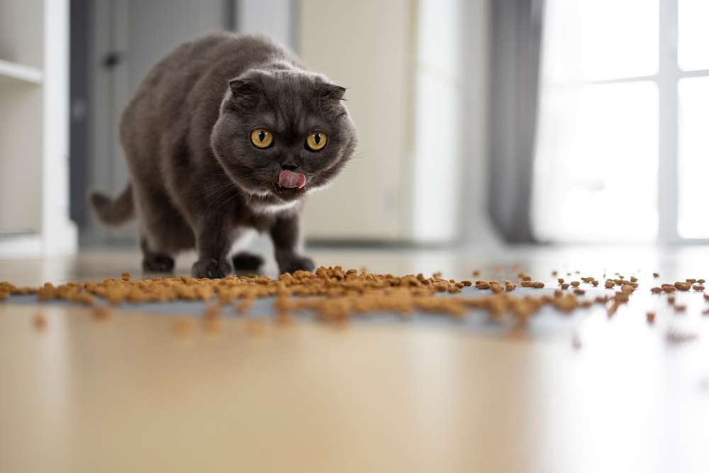 cute-cat-eating-food-floor