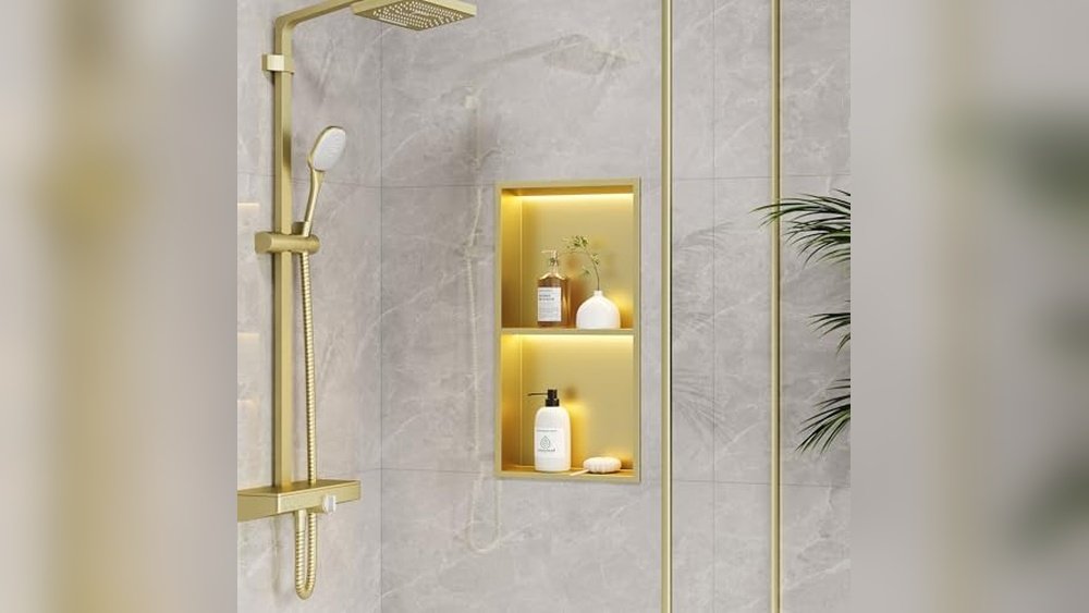 Wall-Mounted Brass Shower Niche Organizers