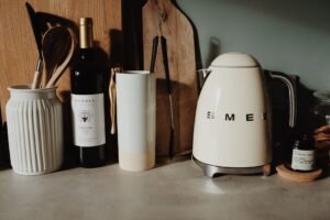 Modern electric kettle on a kitchen counter
