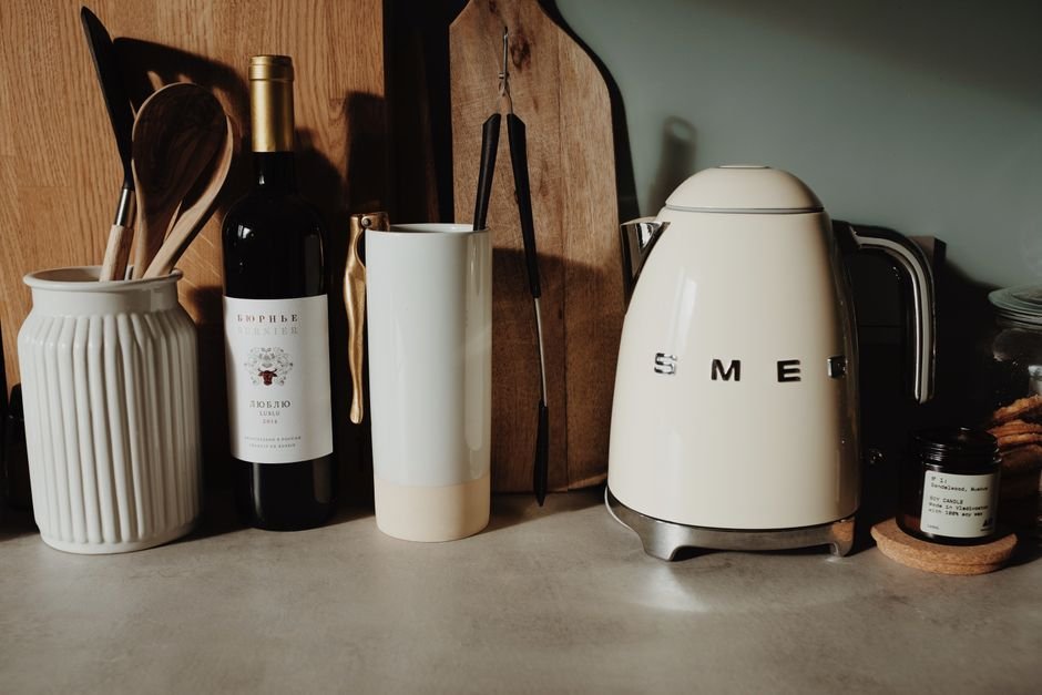 Modern electric kettle on a kitchen counter