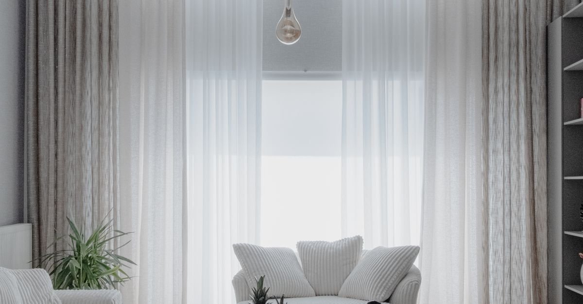 Light, airy living room with a compact sofa