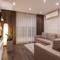 Modern air purifier keeping the air clean and fresh in a bright living room