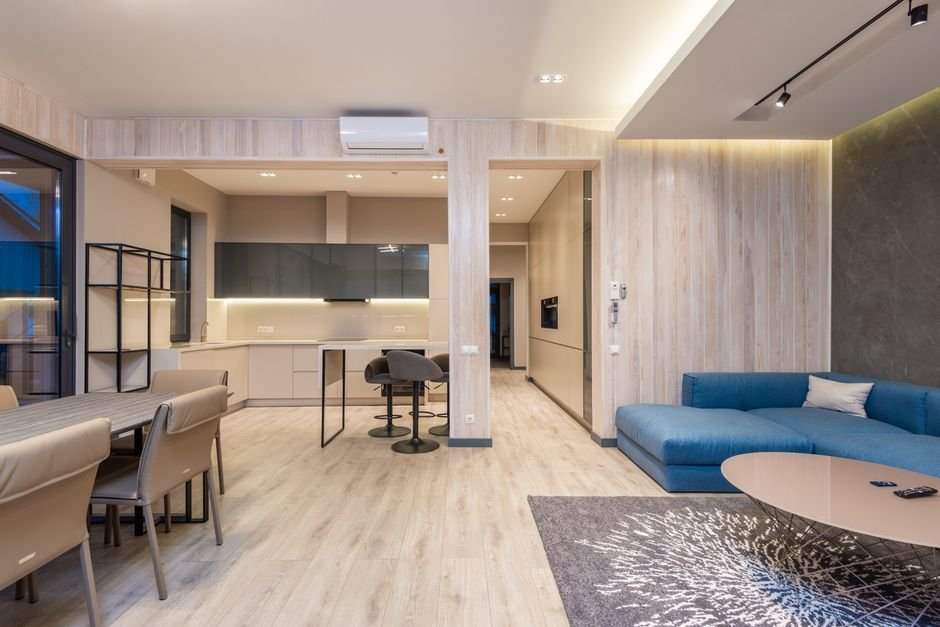 Bright, fresh, damp-free modern home interior kept comfortable with a dehumidifier