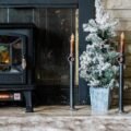 A portable electric space heater warming a cozy room