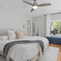 A modern ceiling fan in a bedroom