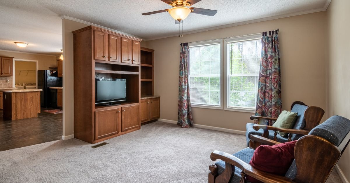 A ceiling fan installed in a room