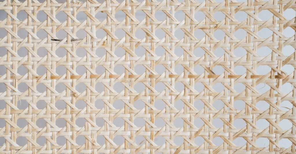 Natural cane webbing pattern in close-up