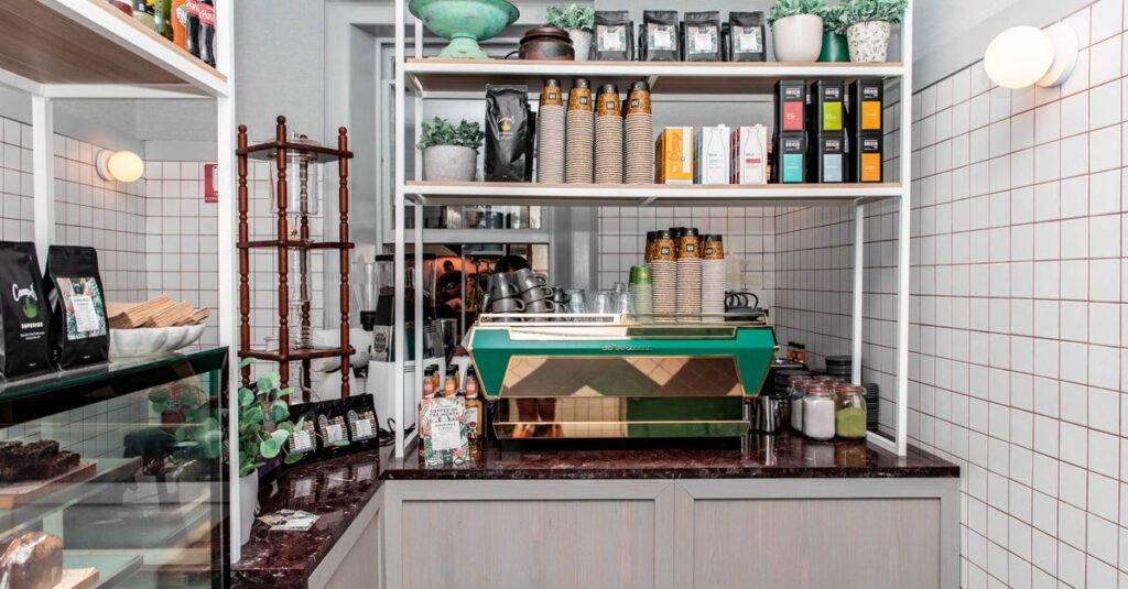 White cabinet converted into a coffee station